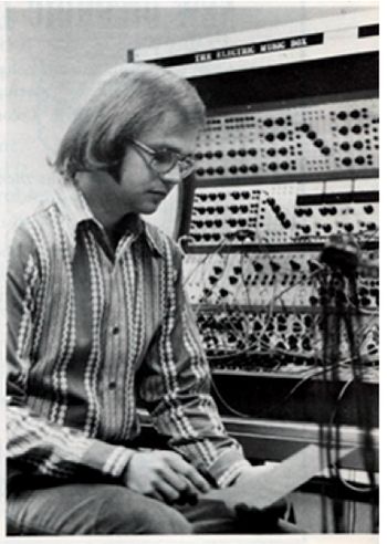 Barry Schrader with Buchla 200 (1973)
