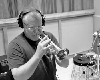 Dick Titterington "Just a Dream" recording session at Nettleingham Audio - Portland Trumpeter, Dick Titterington, knocking out Coronet, Trumpet, and Flugelhorn solos on The Whimsy Song
