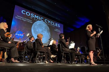 NASA Deputy Administrator Pam Melroy delivers remarks prior to the world premiere. (Photo Credit: NASA/Wade Sisler)
