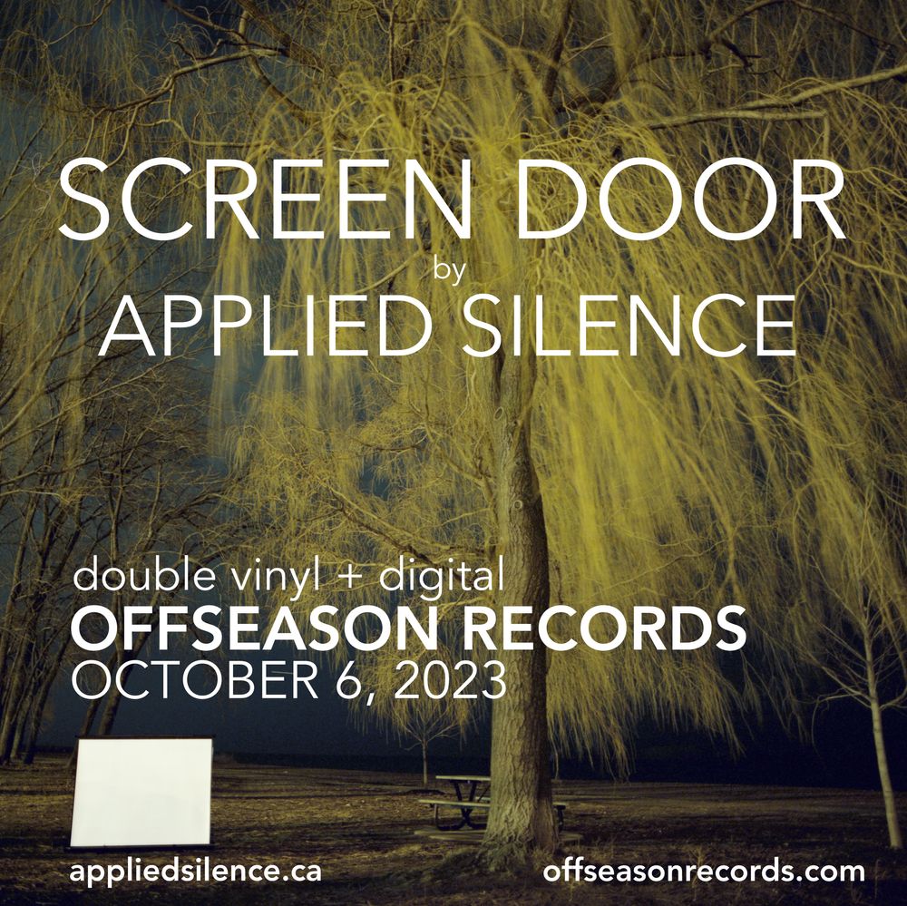 ad for Screen Door album by Applied Silence, coming September 2023 on Offseason Records