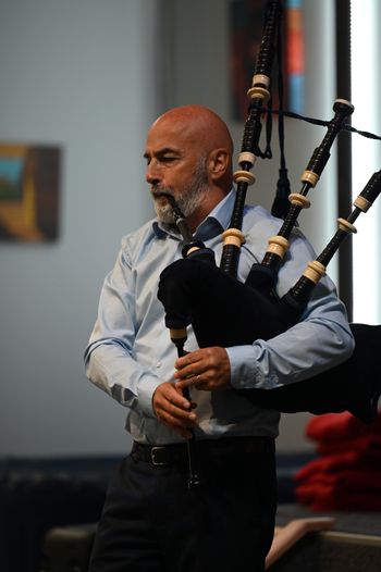 Danny Smith on the bagpipes
