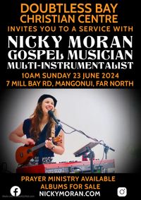 NICKY MORAN Gospel Musician leads service sharing songs and uplifting testimony stories