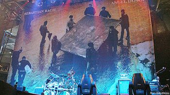 The Enormous Backdrop For The Angel Down Album (Somewhere On A Guns N' Roses Tour)

