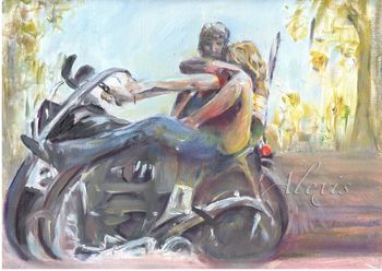 "Biker Babe" Oil on Canvas
