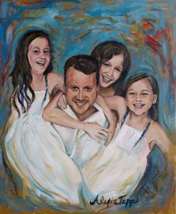 "Daddy-Daughters" Portrait Oil on Canvas SOLD
