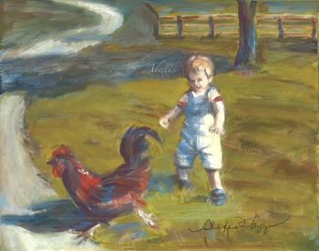 "Little Chicken Chaser" Oil on Canvas SOLD

