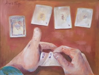 "Card Hands" Oil on Canvas PRIVATE COLLECTION
