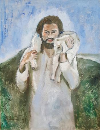 "Jesus the Lamb" Oil on Masonite
