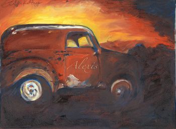 "Deserted Van at Sundown" Oil on Canvas
