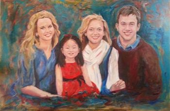 "Four Children" Portrait Oil on Canvas 24" x 36" SOLD
