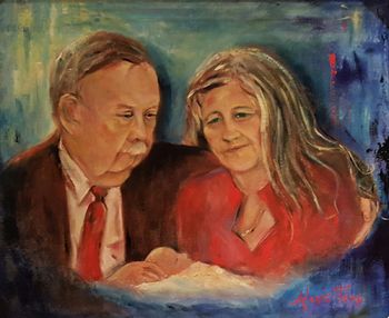 "Gerald & Adrenia" couple portrait Oil on Masonite GIFTED
