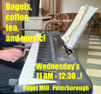David plays music at The Bagel Mill