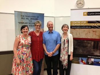 Robin with organisers from the Refugee Rights Action Network (RRAN) in Perth after a fantastically s
