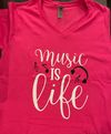 “Music Is Life” Women’s V-Neck T-Shirt