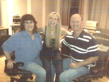 Lou__Karen_Scott With Lou Gimenez and Scott Hull at the Masterdisk mastering session for "the Hourglass"
