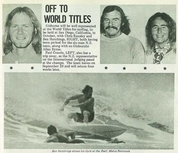 Paul Conale, Benny Hutchings, Chris Ramsley.....Benny at beautiful Mahia ...1972
