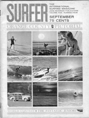 and as i mentioned earlier...the 1964 surfer magazine comes out ... 75cents... and we were all going for the old woodies (bottom left)....was the classic surf wagon of the early 60s...

