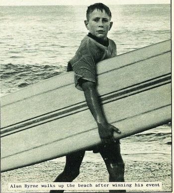 1964 Eventual Club junior winner Allan Byrnes....sooo coooold..no wetsuits then....tough ha!
