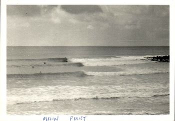 Mike Tinkler Main Point...Noosa..winter of '68 Mike Cooney..Tony Redmond paddling out....
