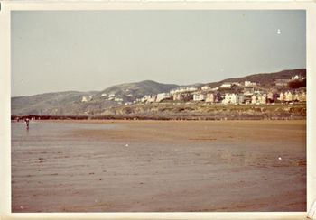 Woolacombe..south west England where we spent the summer  of '72 My brother Phil was living here at Woolacombe as well when we were here, and he had a nice little apartment in the distance on the beach front......look how far the tide went out.!!!
