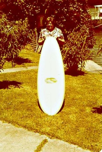 "hey mum ...can you hold up my new board for me"...... "i want to take a photo"......."thanks mum".........Jean Franks...being a good mum for son 'Guy' (Franks)....Ha!....1970
