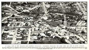Whangarei 1933 ..population of 8,000... New rail-line runs thru the centre of town...AMP monument (building)bottom right of picture..
