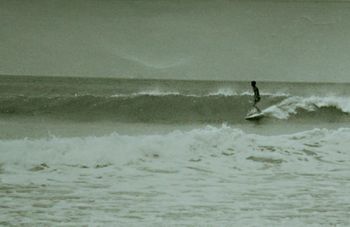 Trev King ripping in his 'Hang-ten boardies...Ha!! Waipu Cove ...summer of '66
