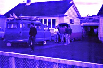 early morning at the Edge's house as the boys get ready for the big trip to Gisborne... ...summer of '66....looks like Kit Steer in the foreground....maybe Craig Rice in the white sweat shirt!! ....we all loved those special trips to Gisborne...did it several times myself...
