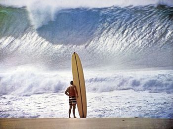This photo of Greg Noll (Da Bull) at Pipeline...was our biggest inspiration in '64 Greg Noll was also the last surfer to talk to Miki Dora as Miki lay dying of cancer in a hospital...'"love you man" Greg said to Mikey "love you too man" said Mikey to Greg....died shortly after...beautiful!!!
