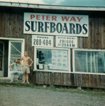 Peter Way Surfboard shop 1967.... Aussie Mick Hopper and Mike Tinkler take a break....
