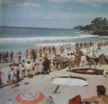 May 11th 1963..Waipu Cove surf carnival In '63, it was not uncommon to see heaps of surfboards lying around the clubhouses and on the beach!!
