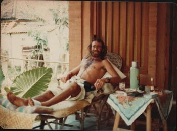 Keith living the fun ...laid-back life of a 70s surfer... Mr Walsh.. relaxing in Bali 1975...living with 'Rabbit' and Richard Harvey......pretty early days to be hangin' around Indo..surfing!!!!
