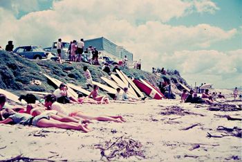 actually by 1966..the place was overrun by surfers ....summers day at Waipu '66 actually, i think there may have been a comp on this day!!!....
