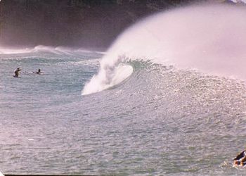 and yes.... Sandy Bay could get pretty dam good sometimes too!...summer of '71 of course it was all short boards now...i think Laurie's somewhere in that photo!!
