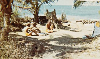 Kiwi, Max & Legs. Ken Rouw. Calangute Beach, Goa. India, February 1971.
