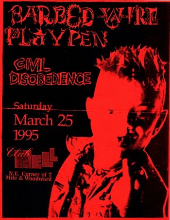 Detroit, Michigan, 1995 .#2 After ripping through our set and watching BWPP rock the house... the night ended with us being forcibly ejected, without pay, and Rikkir getting jumped by bouncers.
