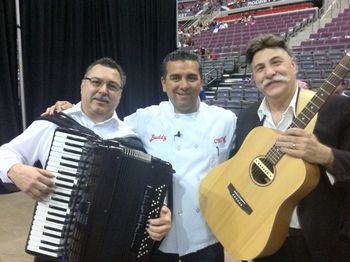 Performing for the Cake Boss Buddy Valastro with guitarist and Dear friend Ercole Debarado At the Palace of Auburn Hills, Center Court!
