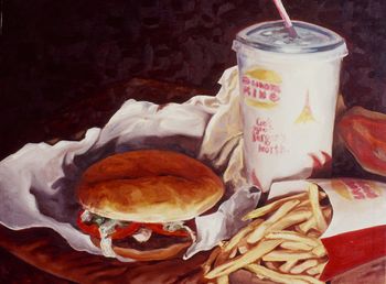 Terry Matsuoka- Extra Value Meal oil on canvas, available
