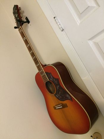 One of my workhorse guitars, an Epiphone Hummingbird (2020)
