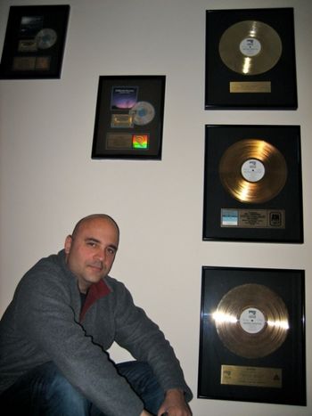 Some of Will Ackerman's platinum and gold records framed around the studio. (There are many more!)
