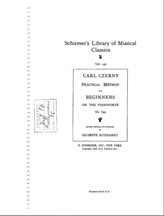 Meotod de piano Carl Czerny para principiantes Beginners.