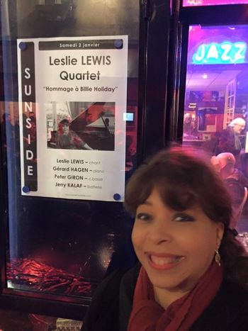 Leslie in front of Sunside-Sunset Jazz Club, Paris.
