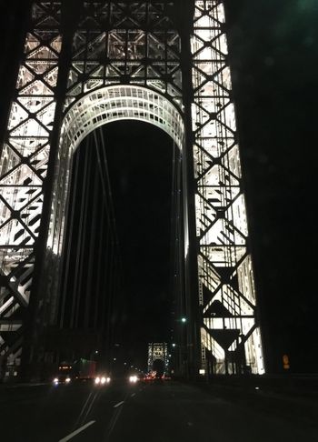 George Washington bridge looking toward NJ. Special 9/11 lighting.

