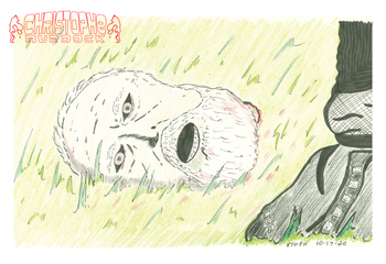 "Hershel's Head" Tribute to Scott Wilson from The Walking Dead. Pen and Coloured Pencil.
