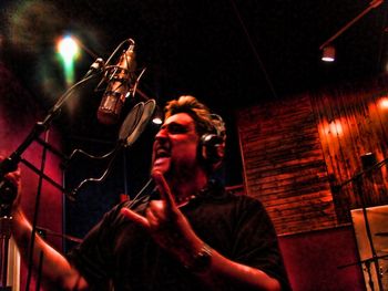Marco recording vocals at The Tone Factory
