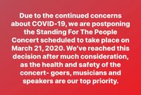POSTPONED until further notice-Standing For The People Concert
