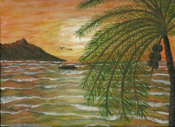 Art By Tim Couch This Is A Print 2014 Sunset In Waikiki...In Pastel
