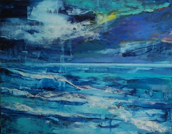 "The Sea Was in a Beautiful Boil" 2022  Oil on birch panel. 42" X 54"  $4500.00
