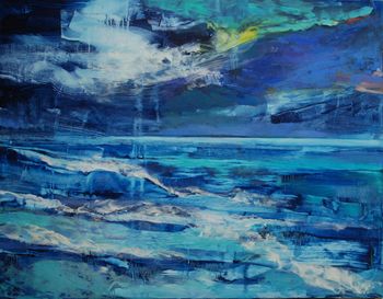 The Sea was in a Beautiful Boil    42” X 48”  Oil on birch panel   2021  $4500.00
