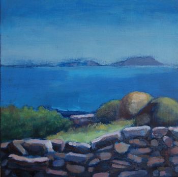 Ballinskelligs Bay (Haystacks and Drystone Wall) Oil on birch panel (framed) 6" X 6"  painting size $450.00
